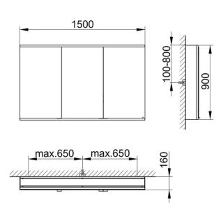 Зеркальный шкаф Keuco Royal Modular 800311151100300 150 см